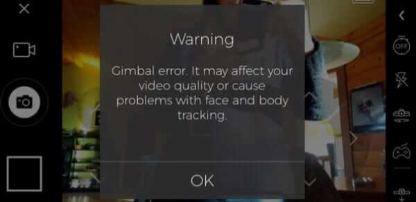 warning gimbal error may affect video face body tracking passport hover error