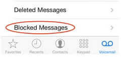 where do blocked voicemail messages go on iphone